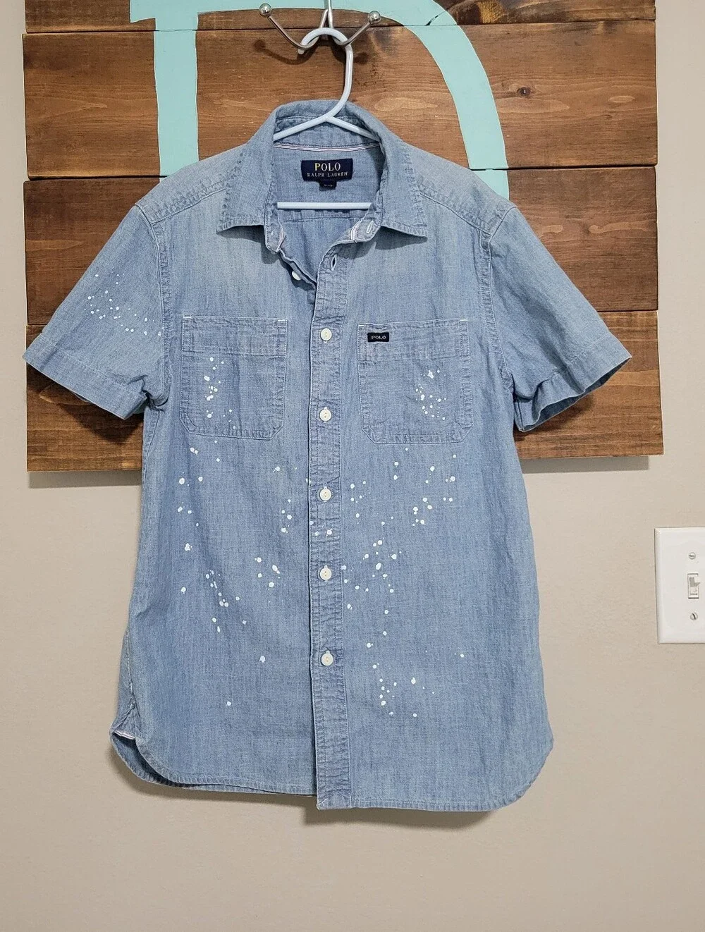 Polo by Ralph Lauren Light Blue Short-Sleeve Button Up Denim Shirt Boys 10-12
